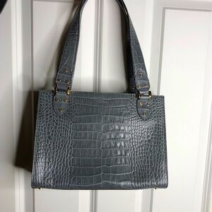 Kate Spade Gray Croc-Embossed Tote